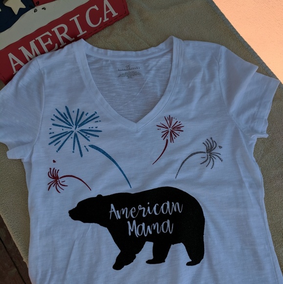 American Mama V Neck T Shirt 4th of July - Picture 2 of 3